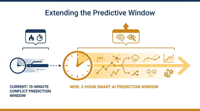 The SMART system extends the window for resolving flight conflicts from 15 minutes to up to two hours.