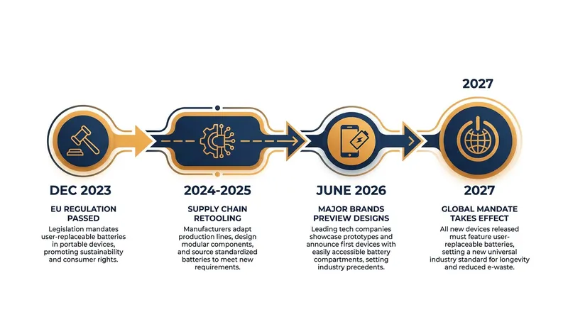 The timeline of the EU battery mandate and the tech industry's global response.