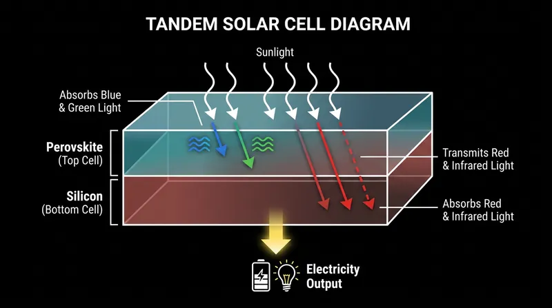 By stacking perovskite on top of silicon, tandem cells capture a much wider spectrum of sunlight.