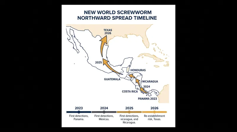 The parasite has steadily moved north from Panama since 2023.