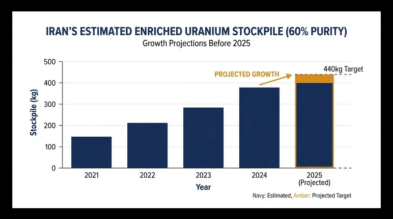 Iran's estimated stockpile of 60% enriched uranium prior to the 2025 strikes.