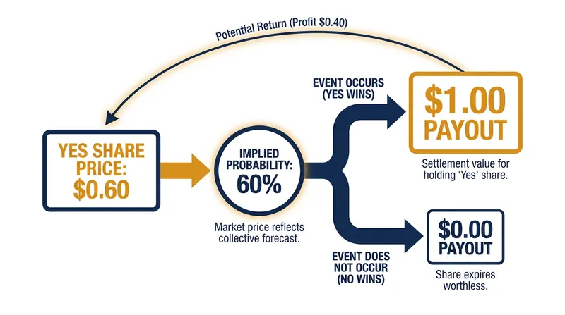 How event contract pricing translates directly into market-implied probability.