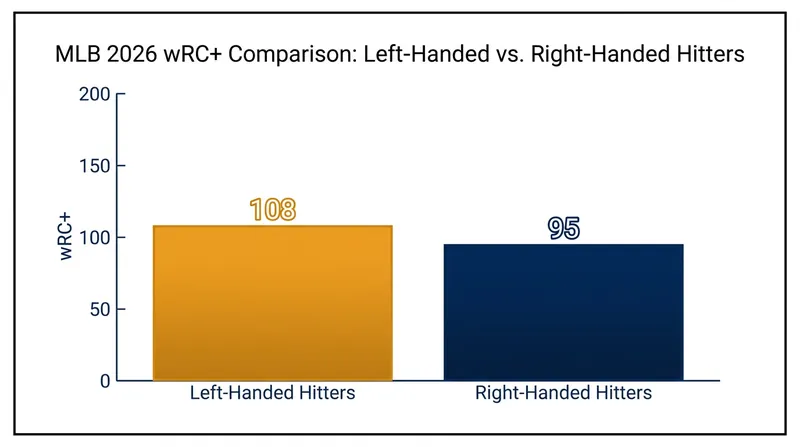 Left-handed hitters are vastly outperforming right-handed hitters in the 2026 season.
