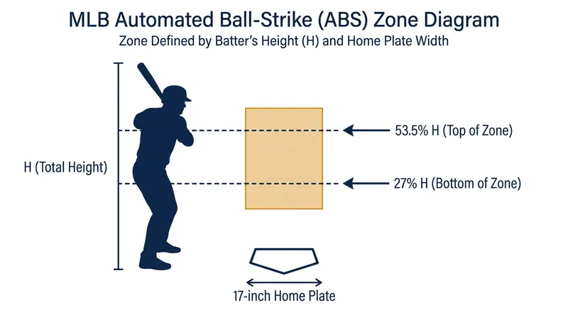The ABS system uses a strictly defined strike zone based on a percentage of the batter's measured height.