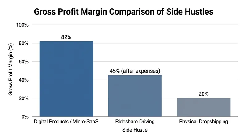 Digital products offer significantly higher profit margins compared to traditional gig economy work.