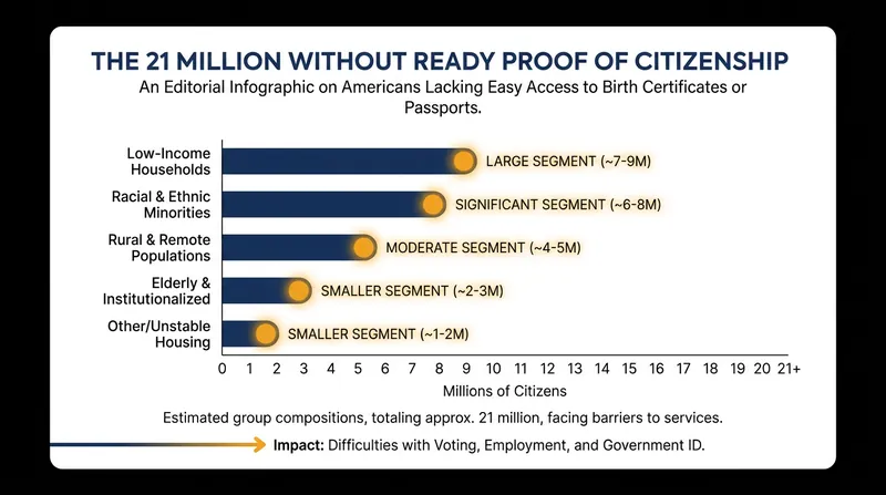 Voting rights groups estimate millions of citizens lack the documents required by the SAVE Act.