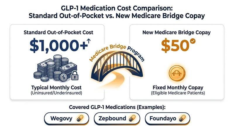 The Medicare GLP-1 Bridge program caps monthly out-of-pocket costs at $50 for three specific medications.