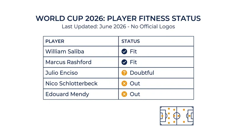 Key injury updates across the 2026 World Cup group stage.