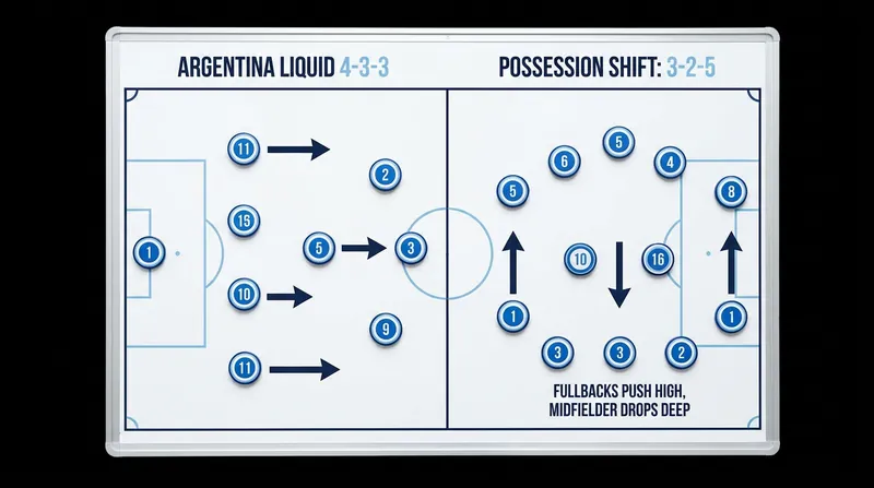 Argentina's fluid shape allows them to establish numerical superiority in the midfield while attacking.