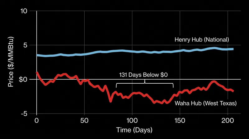 Waha Hub prices remained negative for a record 131 days as takeaway capacity maxed out.