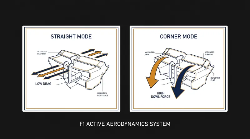 Active Aero replaces DRS, allowing both the front and rear wings to adjust dynamically throughout the lap.