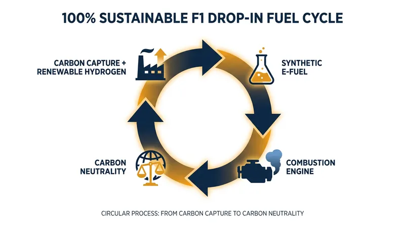 F1's 100% sustainable fuels are created by capturing carbon from the atmosphere, ensuring no new fossil carbon is emitted.