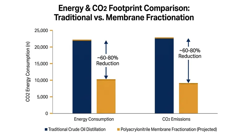 By eliminating the need to boil and condense crude oil, membrane technology drastically reduces the energy required for refining.