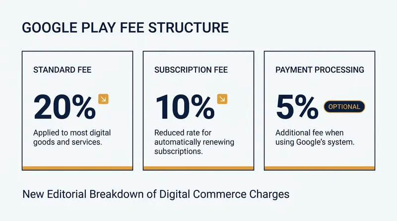 Google is decoupling its service fee from its payment processing fee, lowering the standard rate to 20 percent.