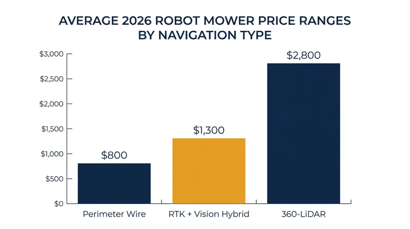 While LiDAR models remain at a premium, hybrid RTK mowers have dropped to prices competitive with high-end traditional push mowers.