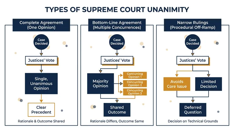 A 9-0 vote on the final outcome does not always mean the justices share the exact same legal reasoning.