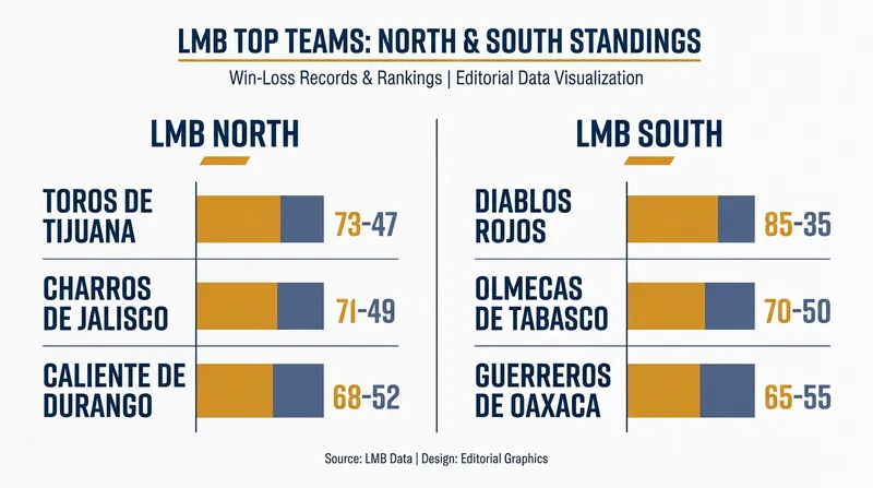 LMB Standings: Top teams in the North and South Zones at the 2026 All-Star break.