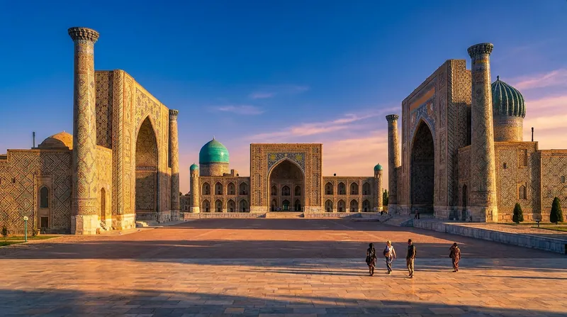 The ease of rail travel has brought a surge of visitors to ancient sites like Samarkand's Registan.