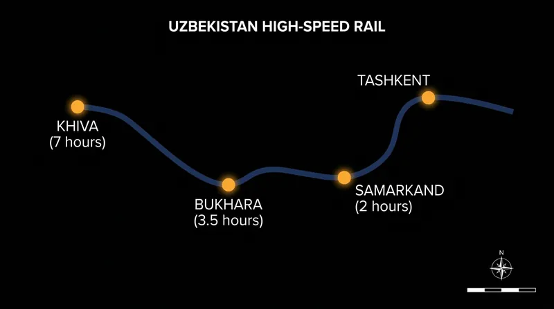 The Afrosiyob and Jaloliddin Manguberdi rail lines have slashed travel times across the country.