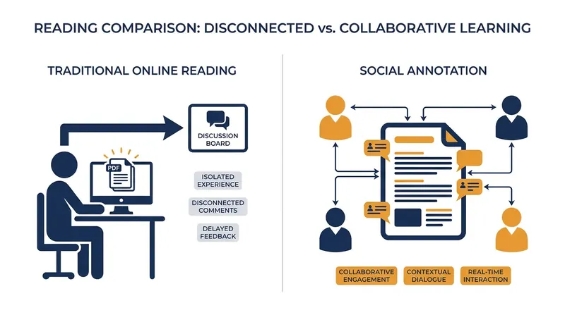 How social annotation anchors student discussion directly into the course material.