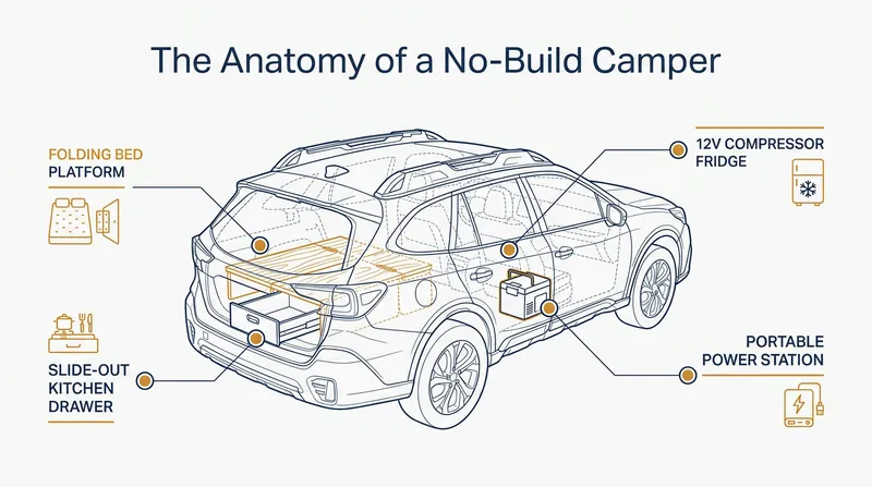 The core components of a modern modular camper setup.