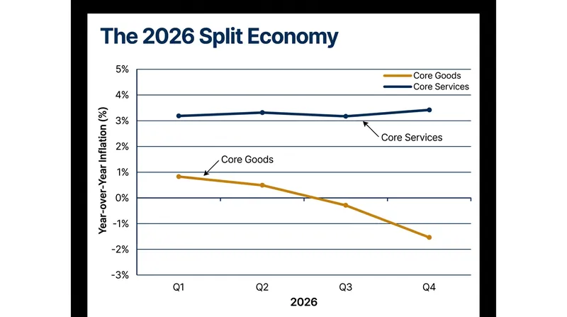Core goods have entered deflationary territory, pulling the headline inflation number down despite sticky service costs.
