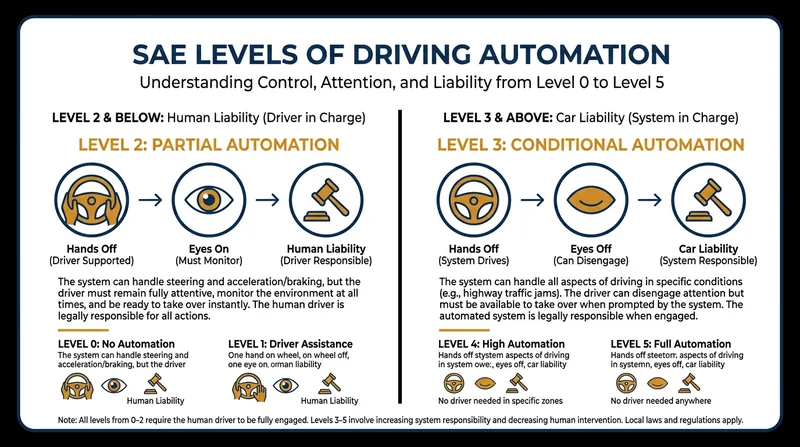 The critical difference for consumers lies between Level 2 and Level 3 automation.