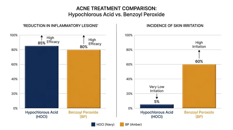 Clinical trials demonstrate HOCl matches the efficacy of traditional acne treatments without the associated barrier damage.