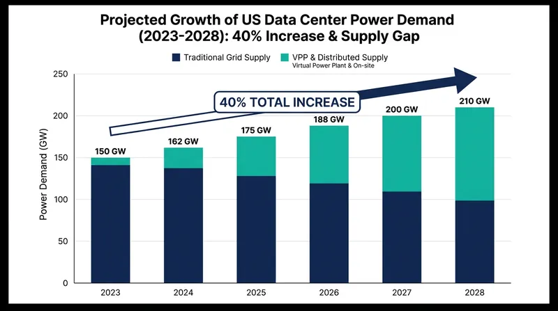 Distributed energy resources are expected to fill the widening gap in data center power supply.