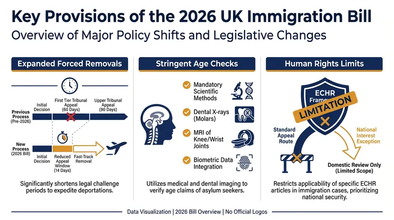 The proposed legislation introduces several strict measures aimed at expediting the asylum process and increasing deportations.