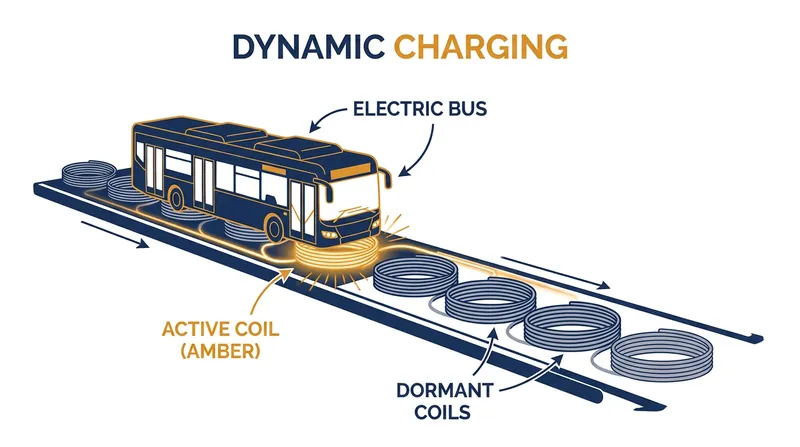 Electrified roads only activate the specific coils directly beneath an authorized vehicle, ensuring safety and efficiency.