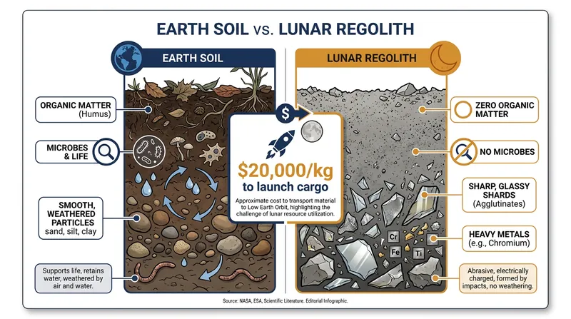 Why lunar regolith is hostile to plant life.