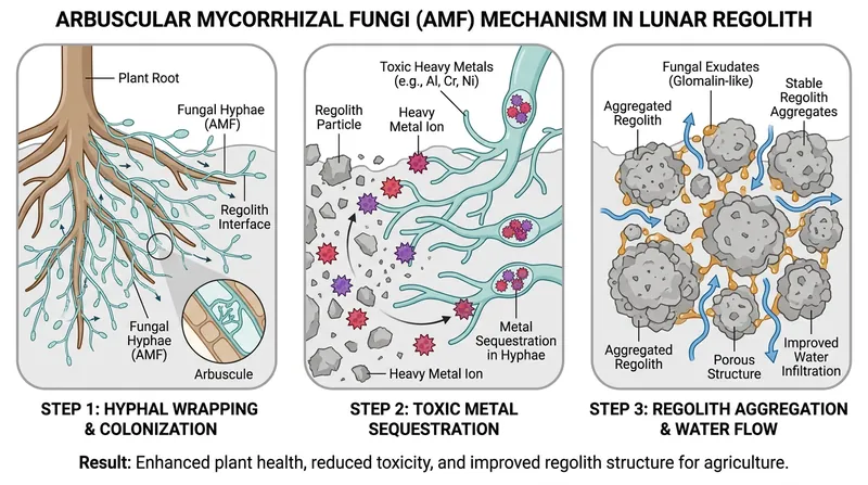 How symbiotic fungi act as a biological shield against toxic regolith.
