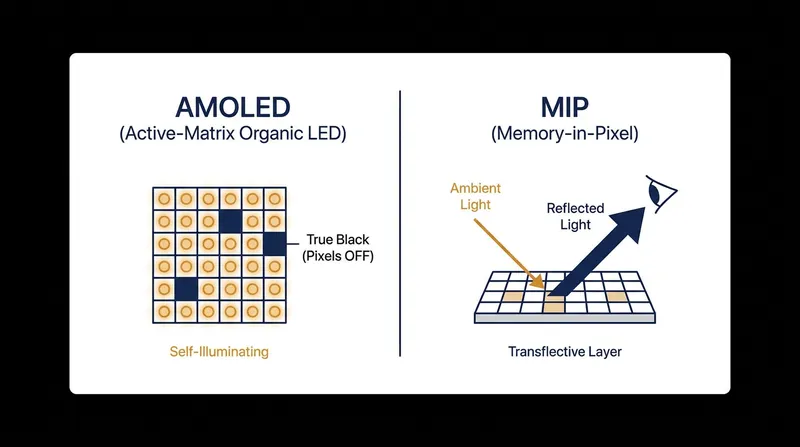 How the two technologies illuminate the screen.