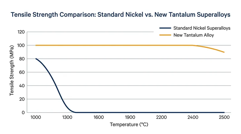 While traditional superalloys fail below 1,400°C, the new alloy retains 100 MPa of strength at 2,400°C.
