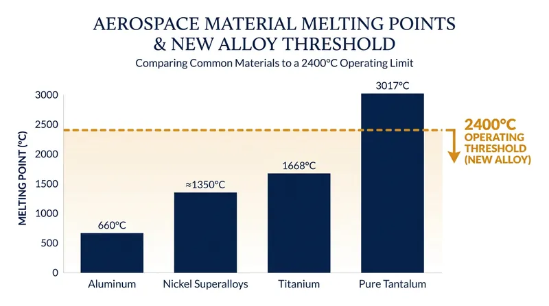 Tantalum's naturally high melting point provides the foundation for the new alloy's extreme thermal resilience.