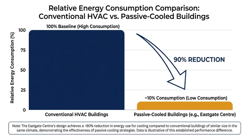 Passive cooling designs can reduce a building's energy consumption by up to 90 percent.