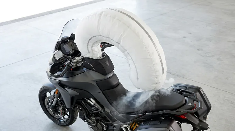 Automotive suppliers are preparing to launch 'bag-on-bike' systems integrated directly into the motorcycle chassis.