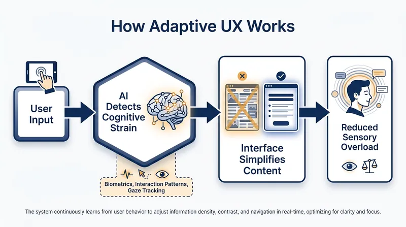 Adaptive UX frameworks aim to automatically modulate digital environments based on the user's cognitive state.