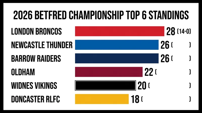 The race for the top two seeds is heating up, with Newcastle and Barrow tied on 26 points.