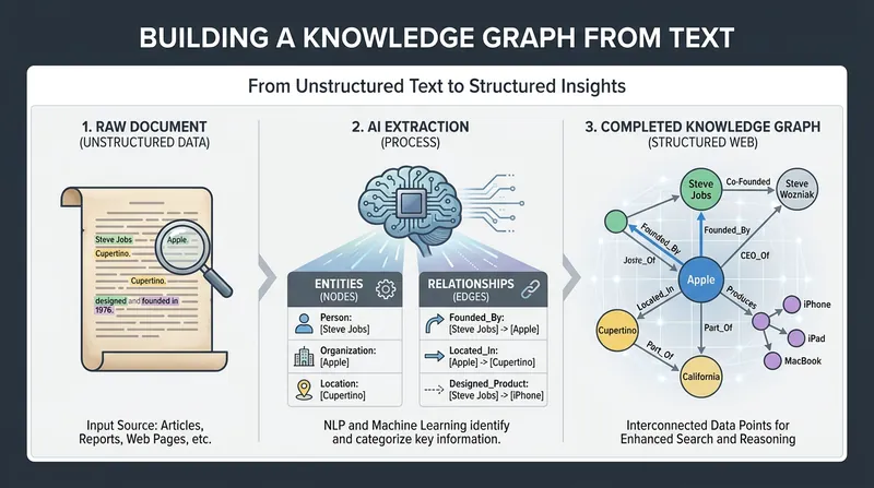 During the indexing phase, the AI reads documents to extract entities and map their relationships.