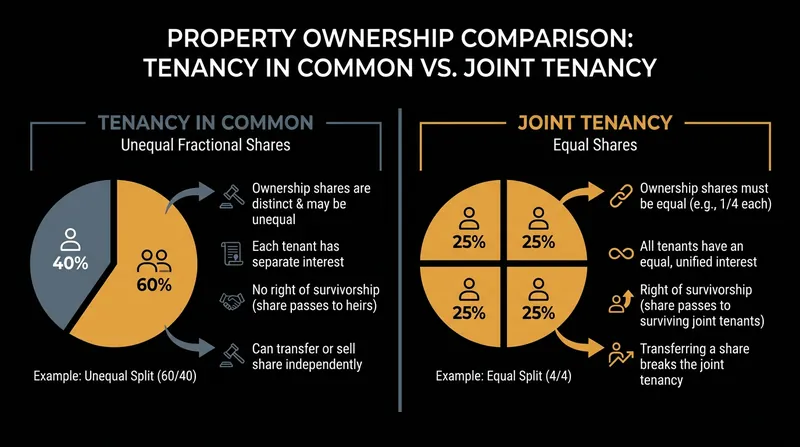 Tenancy in Common allows friends to own unequal shares of a property based on their individual financial contributions.