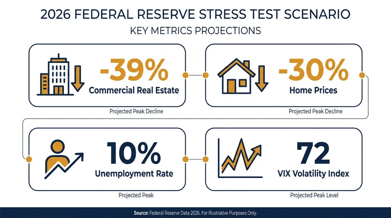 The Fed's 2026 hypothetical scenario modeled a severe global recession to test bank resilience.