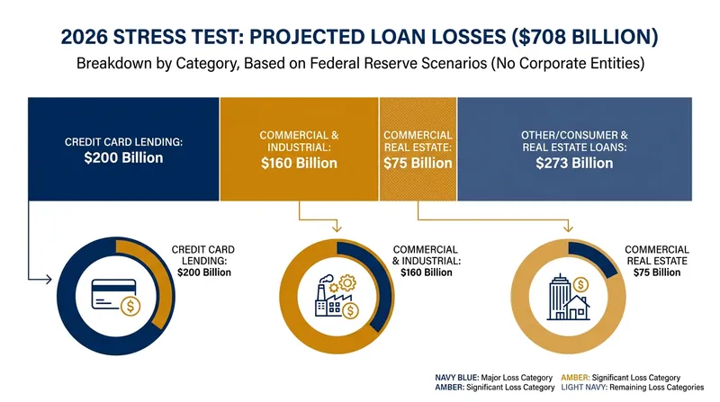 Credit card lending and commercial loans represented the largest sources of projected losses in the Fed's model.