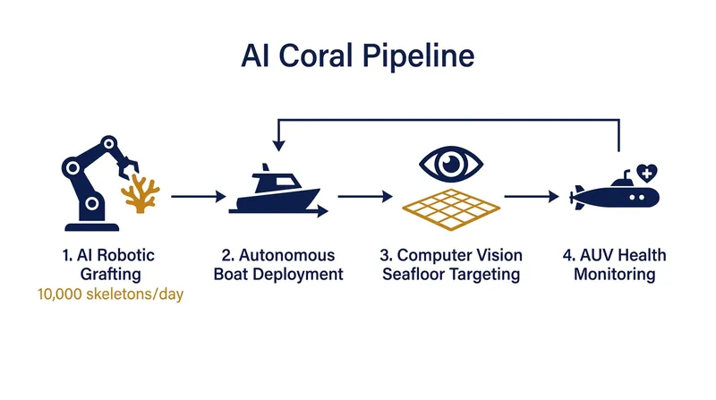 How AI and robotics have automated the entire coral restoration pipeline, from lab propagation to seafloor deployment.