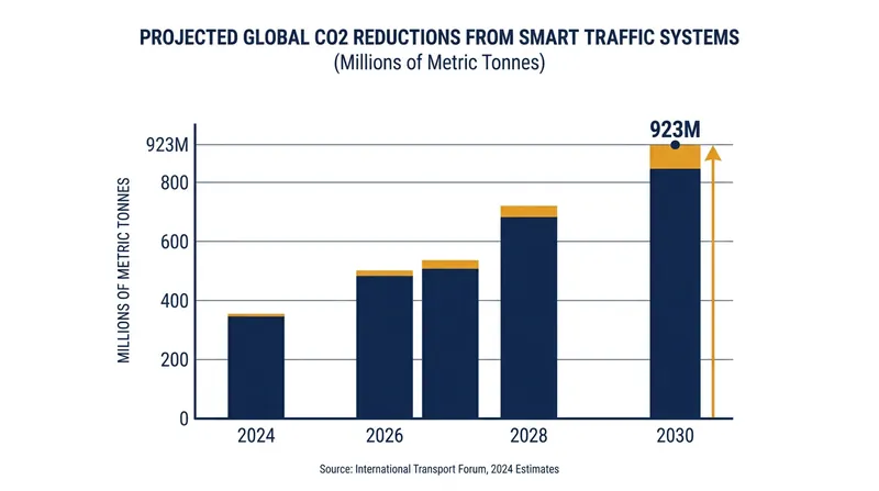 Smart traffic management is projected to save nearly a billion tonnes of CO2 by the end of the decade.
