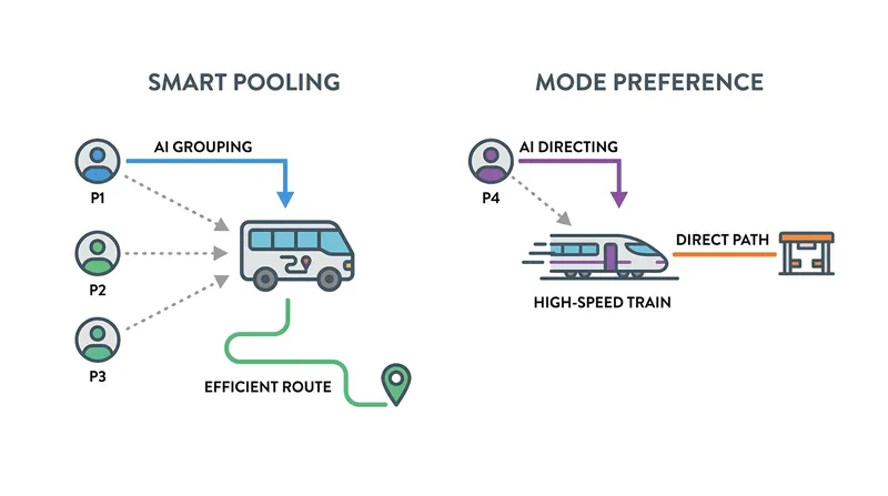 Advanced transit software ensures microtransit acts as a feeder to high-capacity rail and bus lines, rather than cannibalizing them.