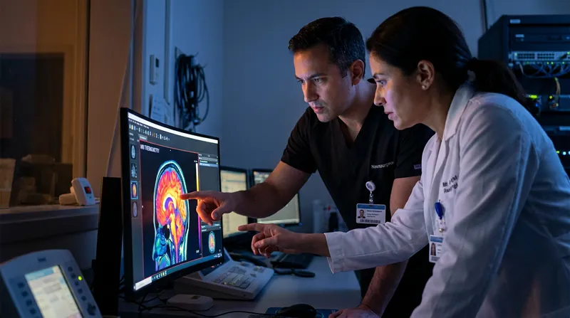 Surgeons use real-time MRI thermometry to monitor the exact temperature of the brain tissue during the ablation.