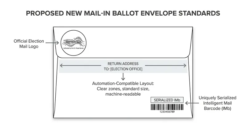 The strict new physical standards proposed for all outbound and return ballot envelopes.