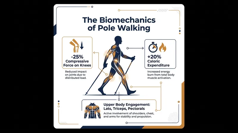 The physiological paradox of poles: they reduce localized joint stress while increasing total cardiovascular demand.